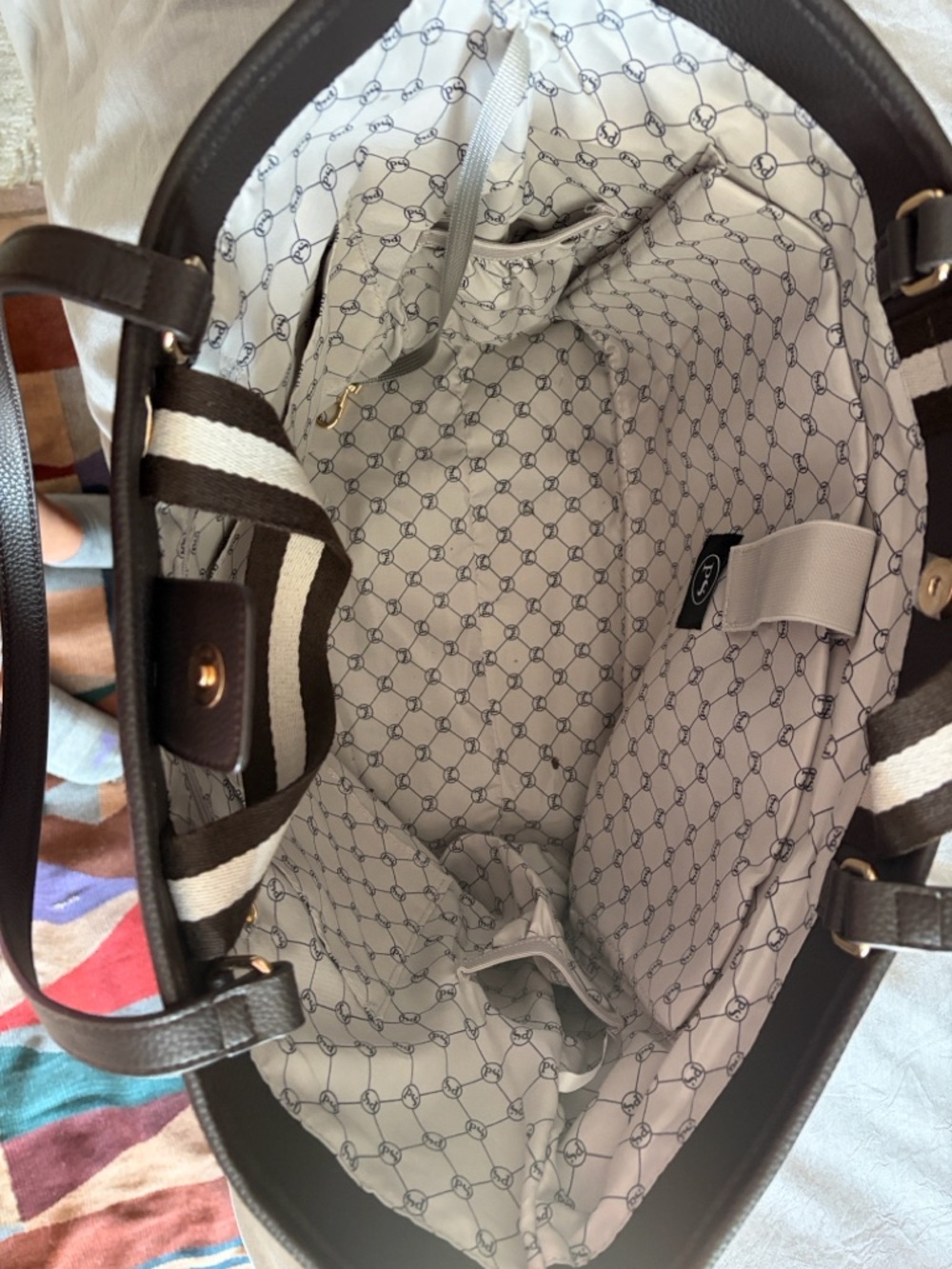 Pretty Simple Me Woven Tiffany Organizer Checkered Tote Bag in Black and Brown - Picture 5 of 7